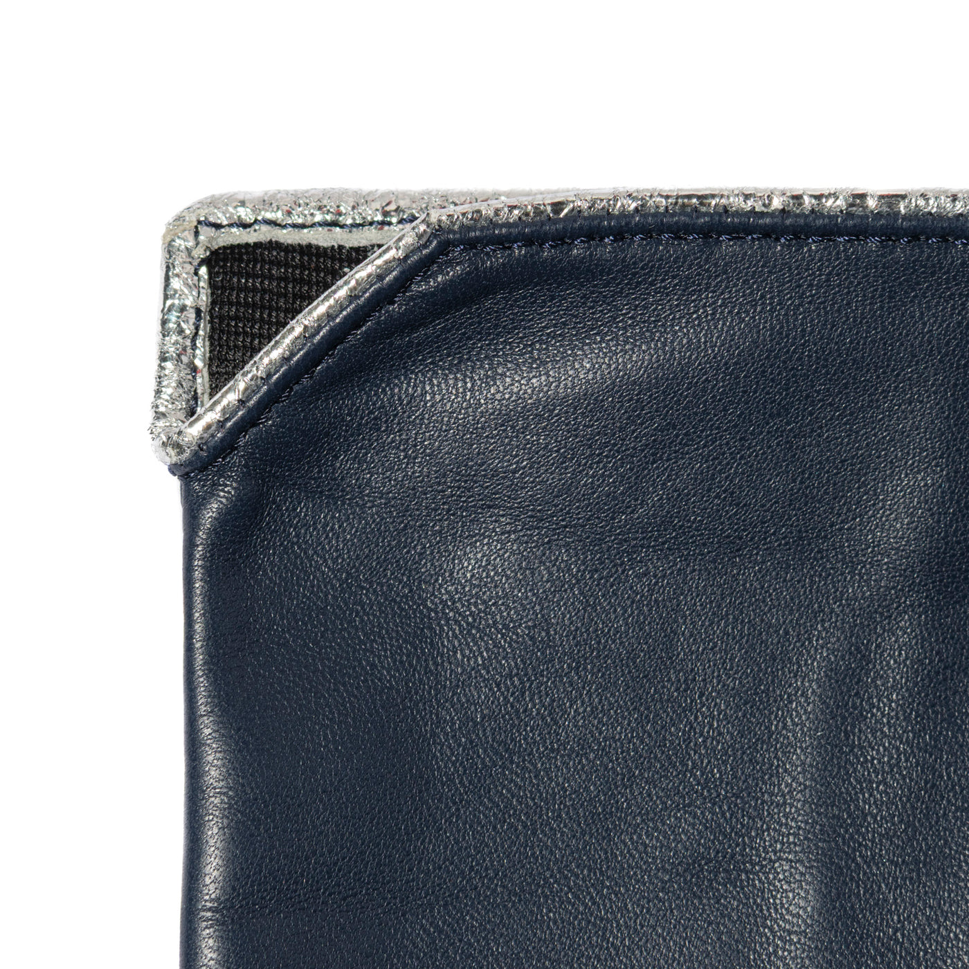 Manicotti corti blu con piping argentato