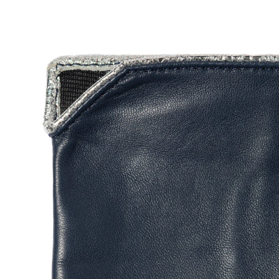 Manicotti corti blu con piping argentato